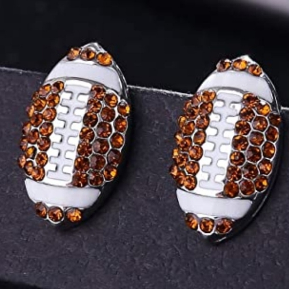 Rhinestone Football Earrings